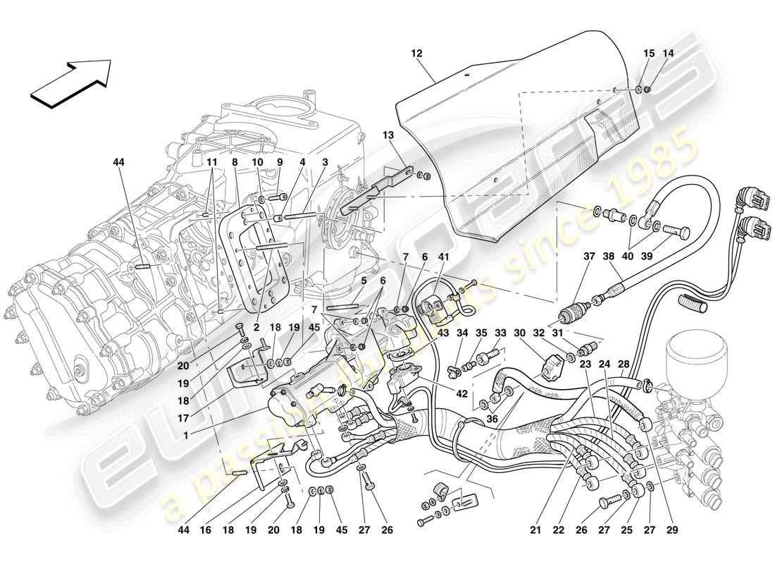 maserati mc12 f1 control hidráulico del embrague diagrama de piezas