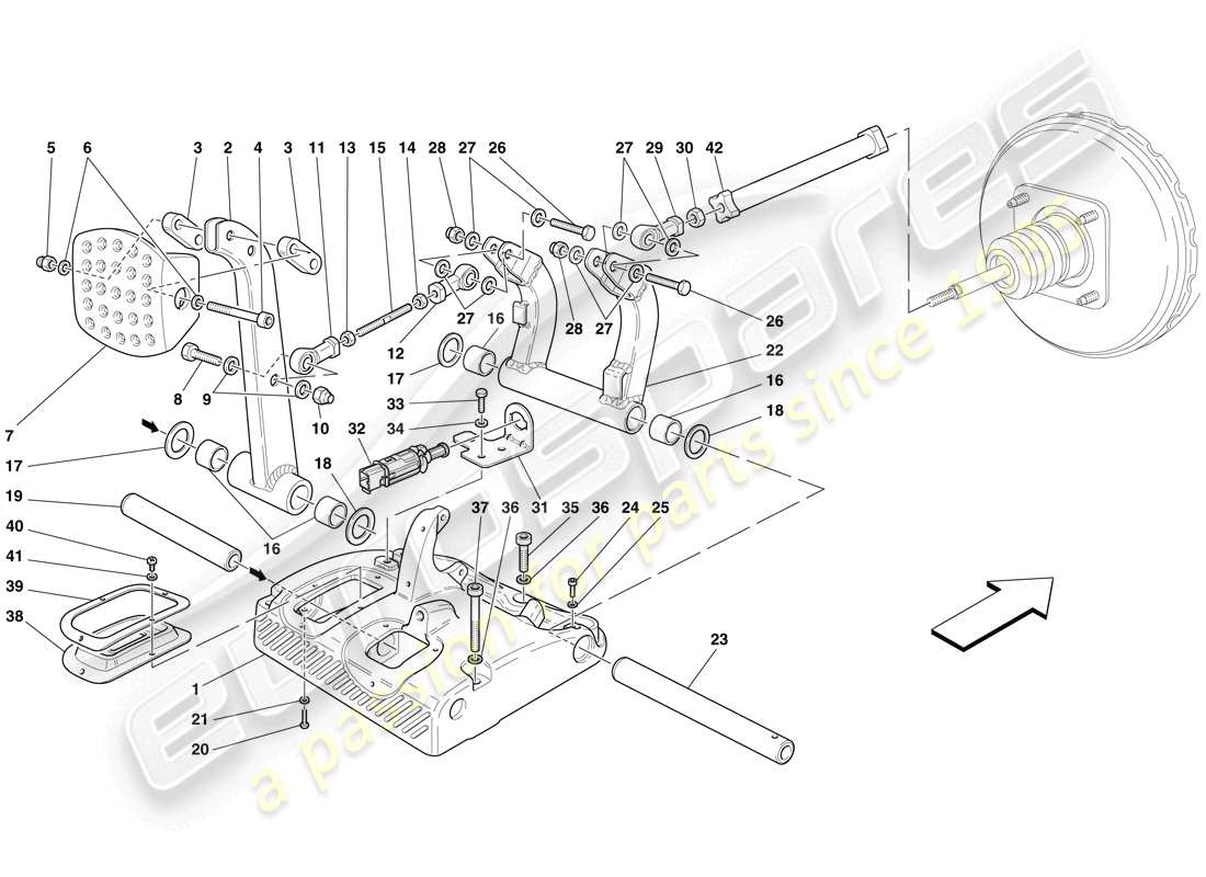 maserati mc12 pedales - pedal de freno diagrama de piezas