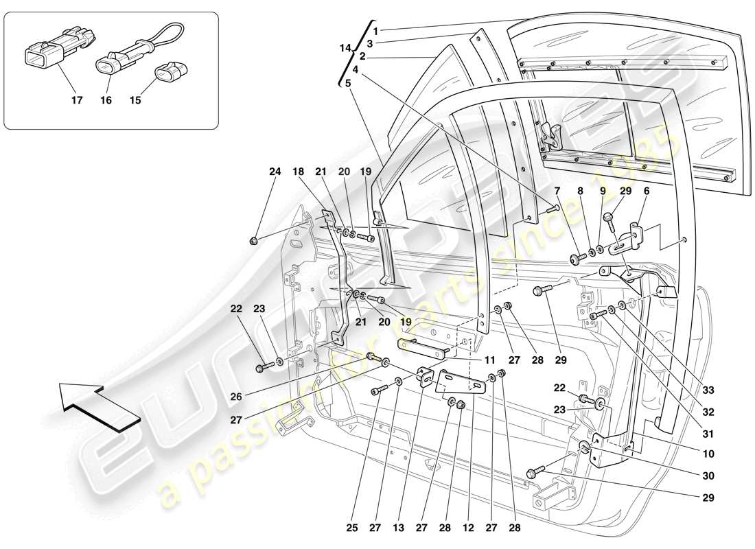 ferrari f430 scuderia (rhd) quarterlight part diagram