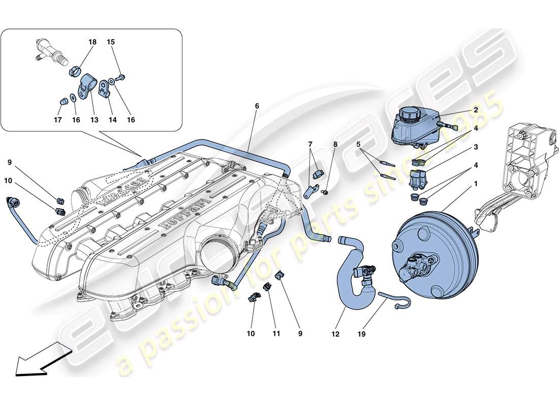 ferrari ff (rhd) diagrama de piezas del sistema de dirección asistida