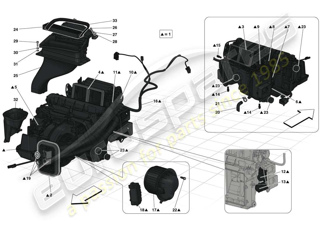 ferrari laferrari (europe) unidad evaporadora diagrama de piezas