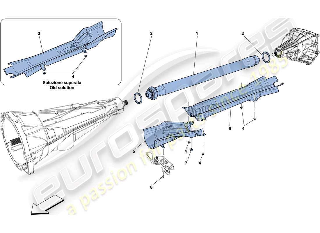 ferrari ff (europe) diagrama de piezas de tubería de transmisión