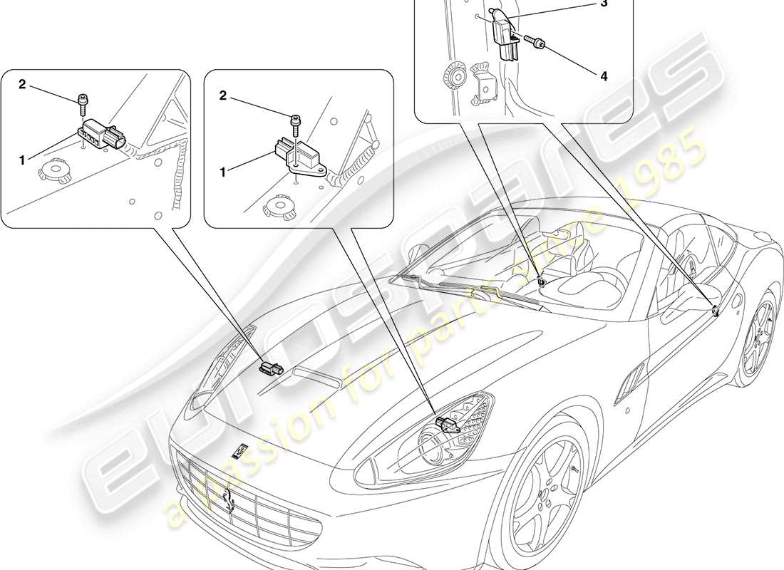 ferrari california (europe) sistema de bolsas de aire diagrama de piezas