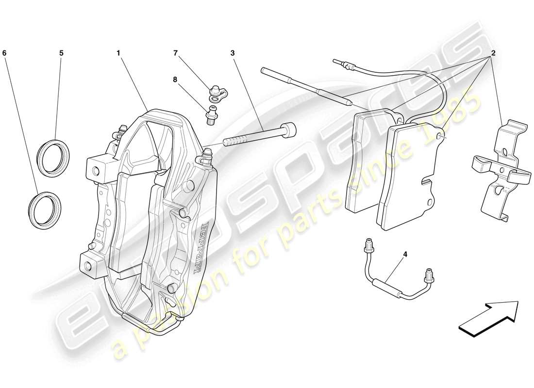 ferrari 599 sa aperta (usa) pinza de freno trasero diagrama de piezas
