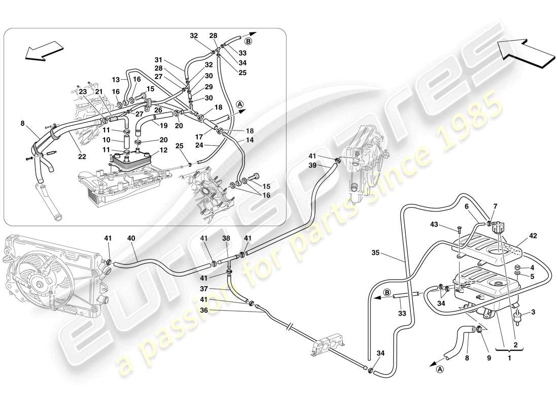 ferrari f430 scuderia (rhd) diagrama de piezas del tanque previsor