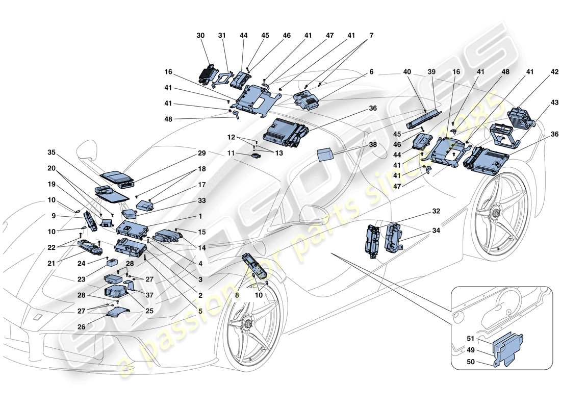 ferrari laferrari aperta (usa) ecu del vehículo diagrama de piezas