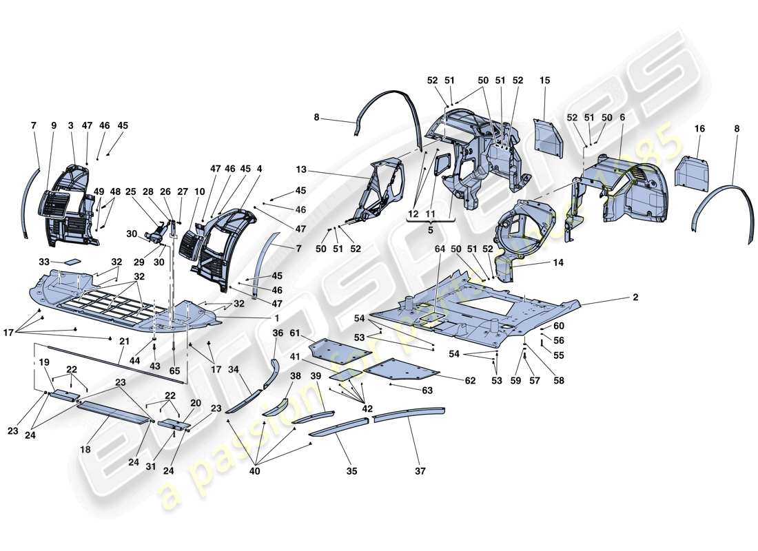 ferrari laferrari aperta (usa) plato inferior plano y ruedas diagrama de piezas