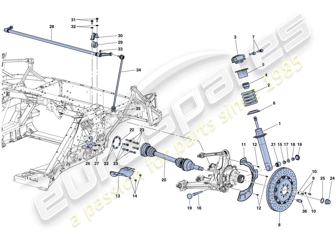 ferrari laferrari aperta (usa) suspensión trasera - amortiguador y disco de freno diagrama de piezas