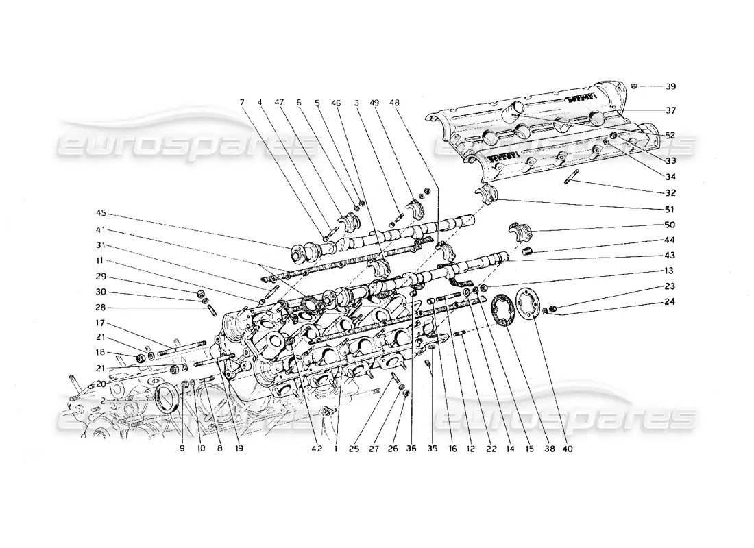 ferrari 308 gt4 dino (1979) culata (izquierda) diagrama de piezas