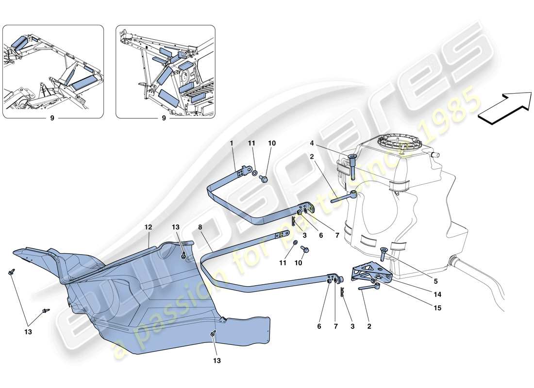 ferrari 458 speciale (usa) tanques de combustible - sujetadores y protectores diagrama de piezas