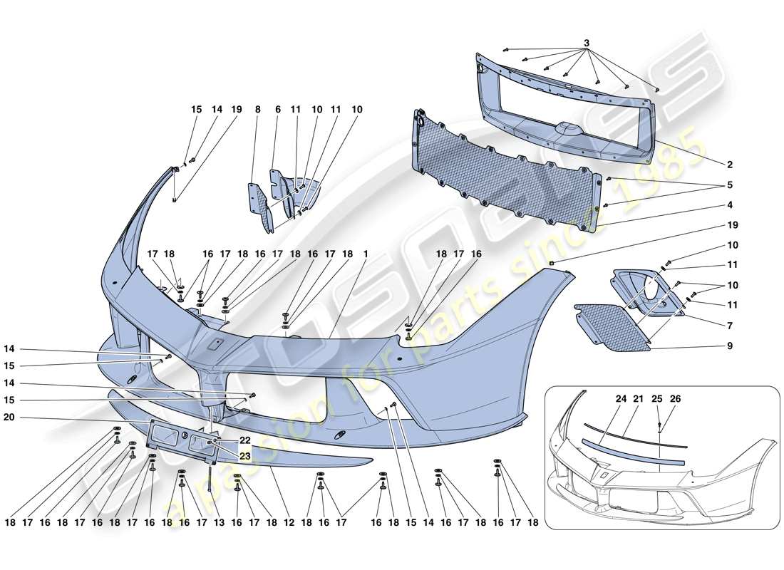 ferrari laferrari aperta (usa) diagrama de piezas del parachoques delantero