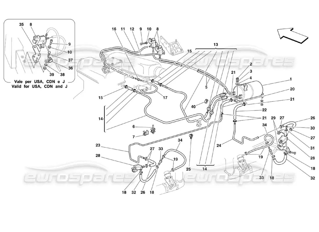 ferrari 360 challenge stradale sistema de actuador neumático diagrama de piezas