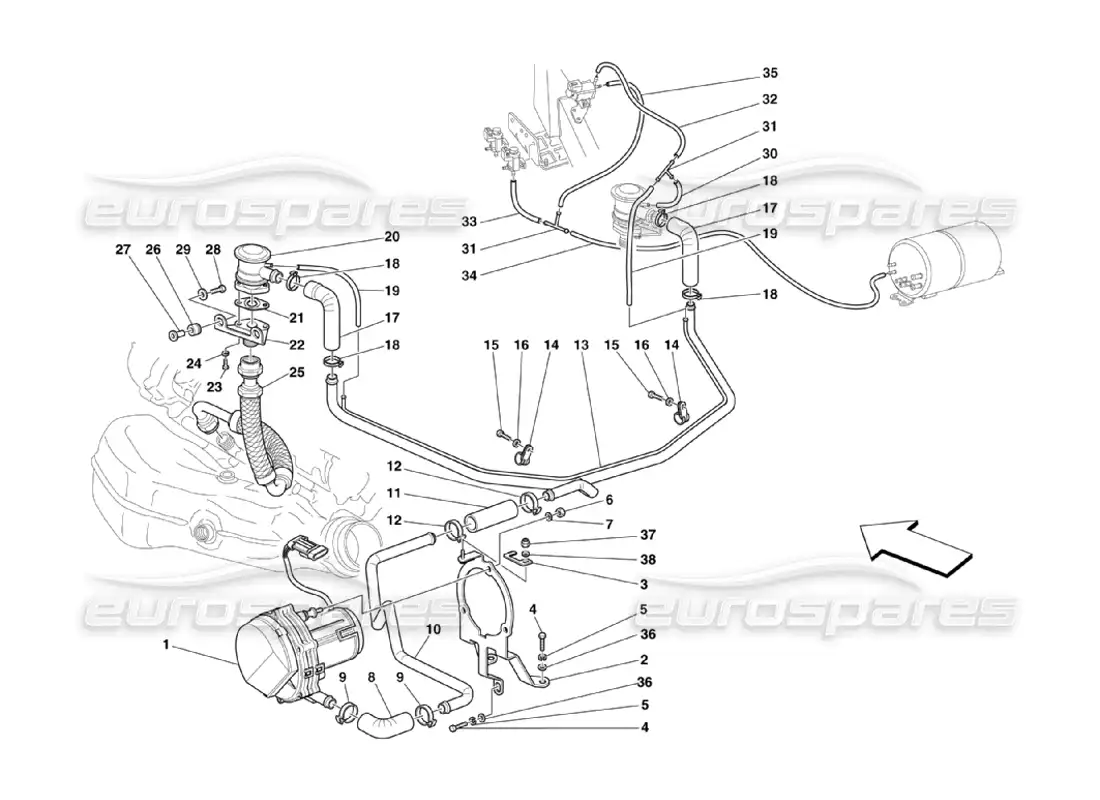 ferrari 360 challenge stradale sistema de aire secundario diagrama de piezas