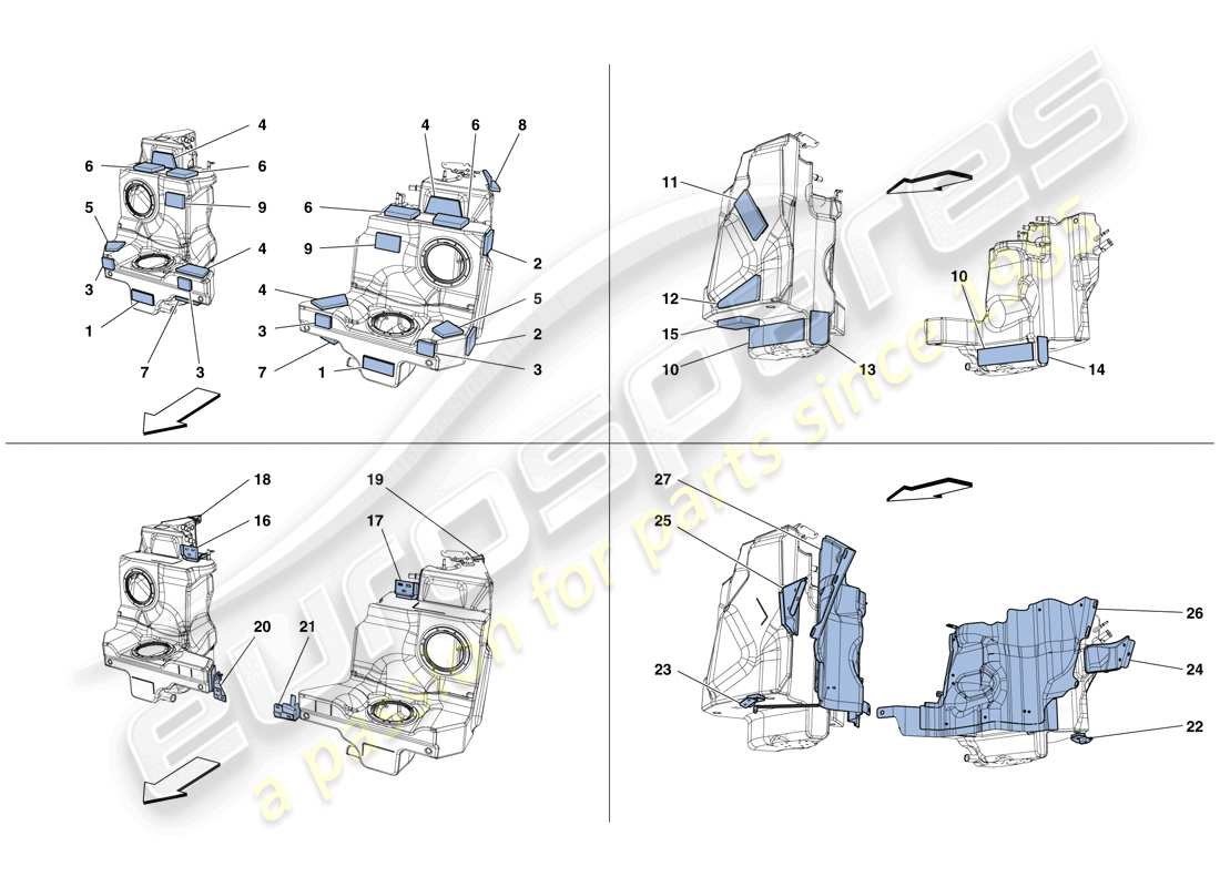 ferrari 488 spider (usa) tanques de combustible - sujetadores y protectores diagrama de piezas