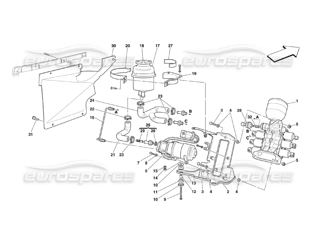 ferrari 360 challenge stradale power unit and tank diagrama de piezas