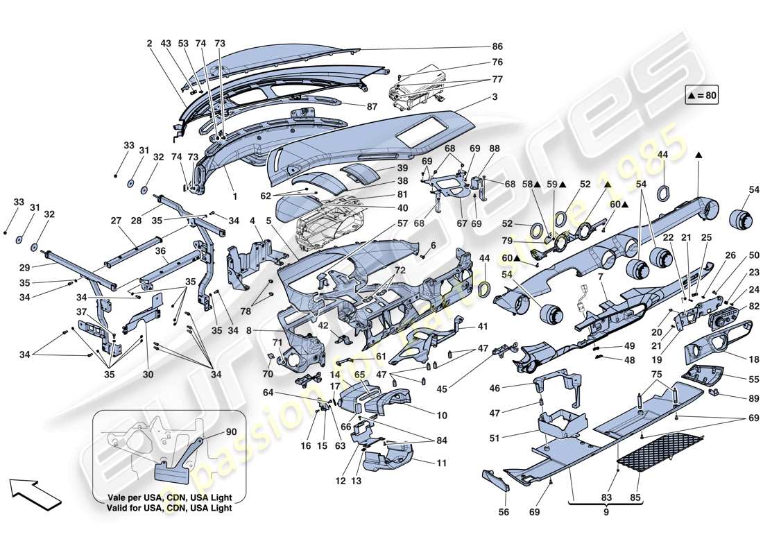 ferrari laferrari aperta (europe) diagrama de piezas del tablero