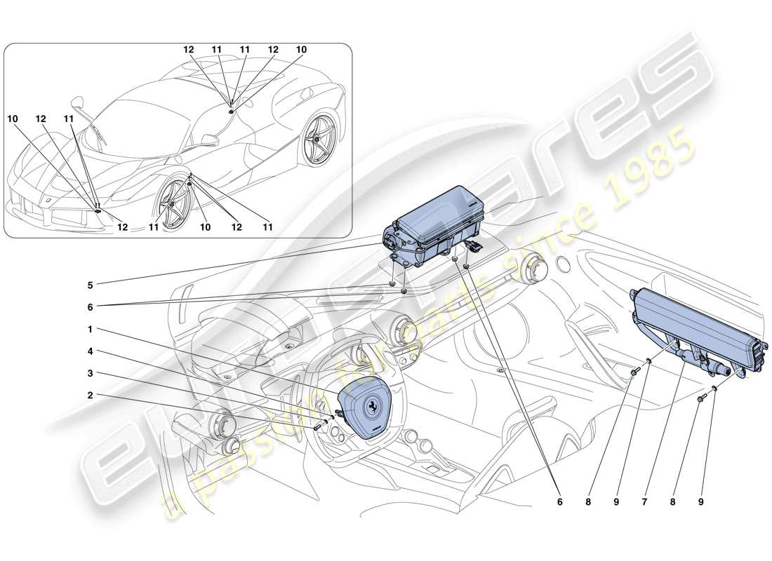 ferrari laferrari aperta (usa) bolsas de aire diagrama de piezas