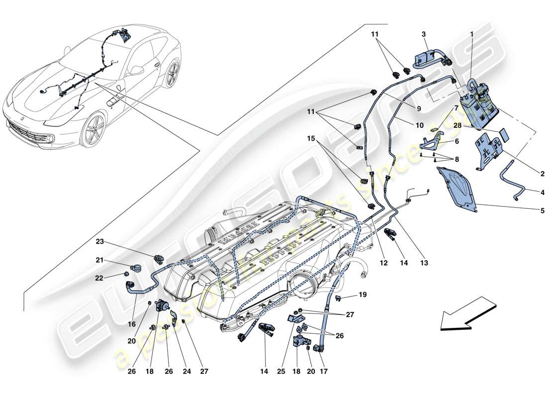 ferrari gtc4 lusso (europe) diagrama de piezas del sistema de control de emisiones evaporativas