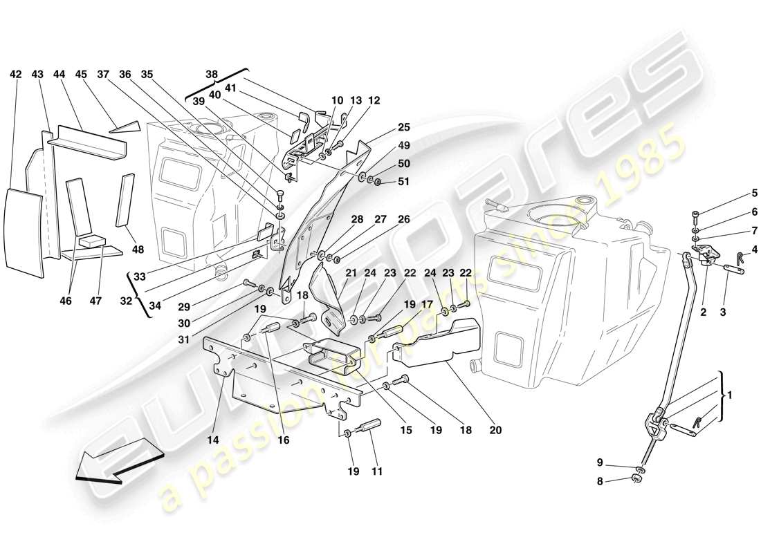 ferrari f430 spider (usa) tanques de combustible - sujetadores y protectores diagrama de piezas