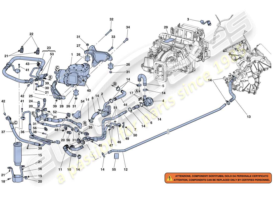 ferrari laferrari aperta (usa) sistema de ca diagrama de piezas