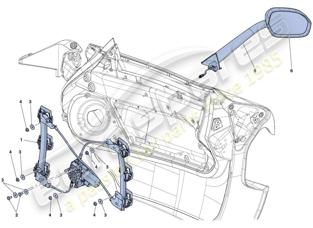 ferrari laferrari aperta (europe) puertas - ventana eléctrica y espejo retrovisor diagrama de piezas