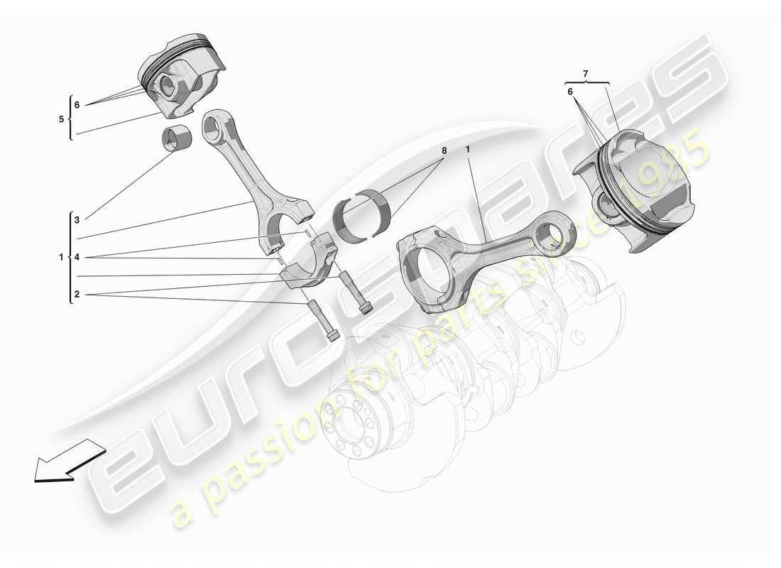 ferrari f8 spider pistones y biela diagrama de piezas