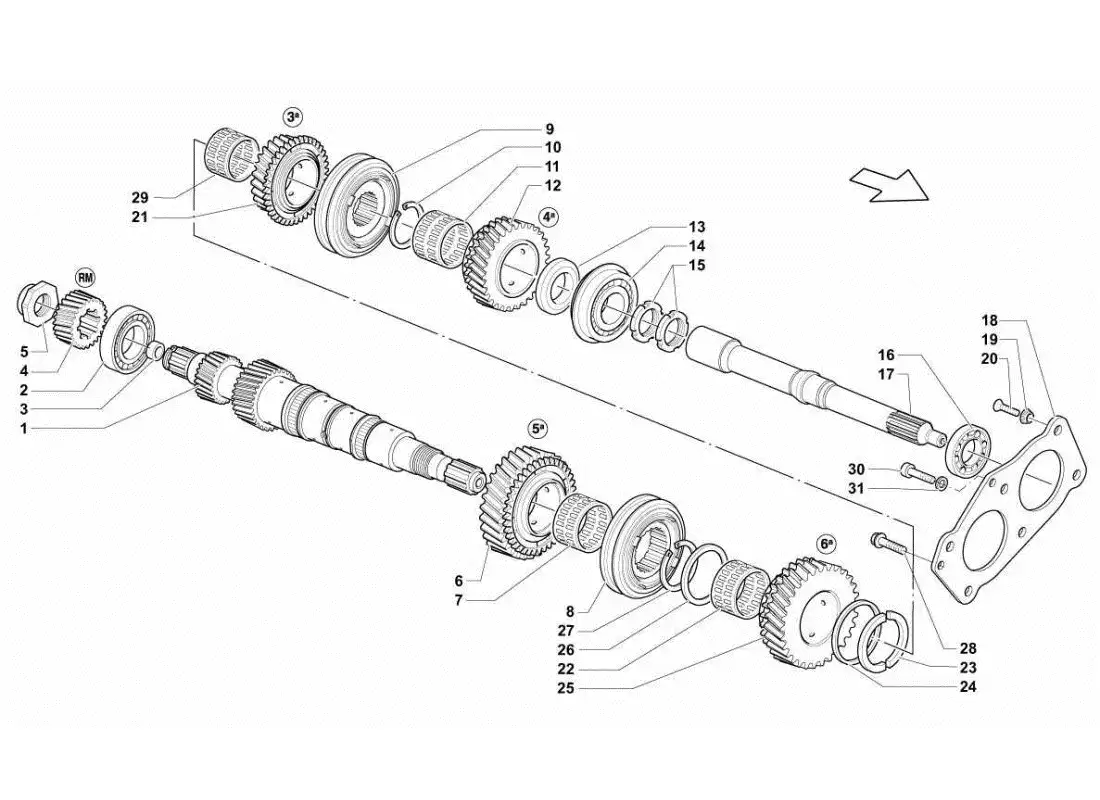 lamborghini gallardo sts ii sc diagrama de piezas del eje principal