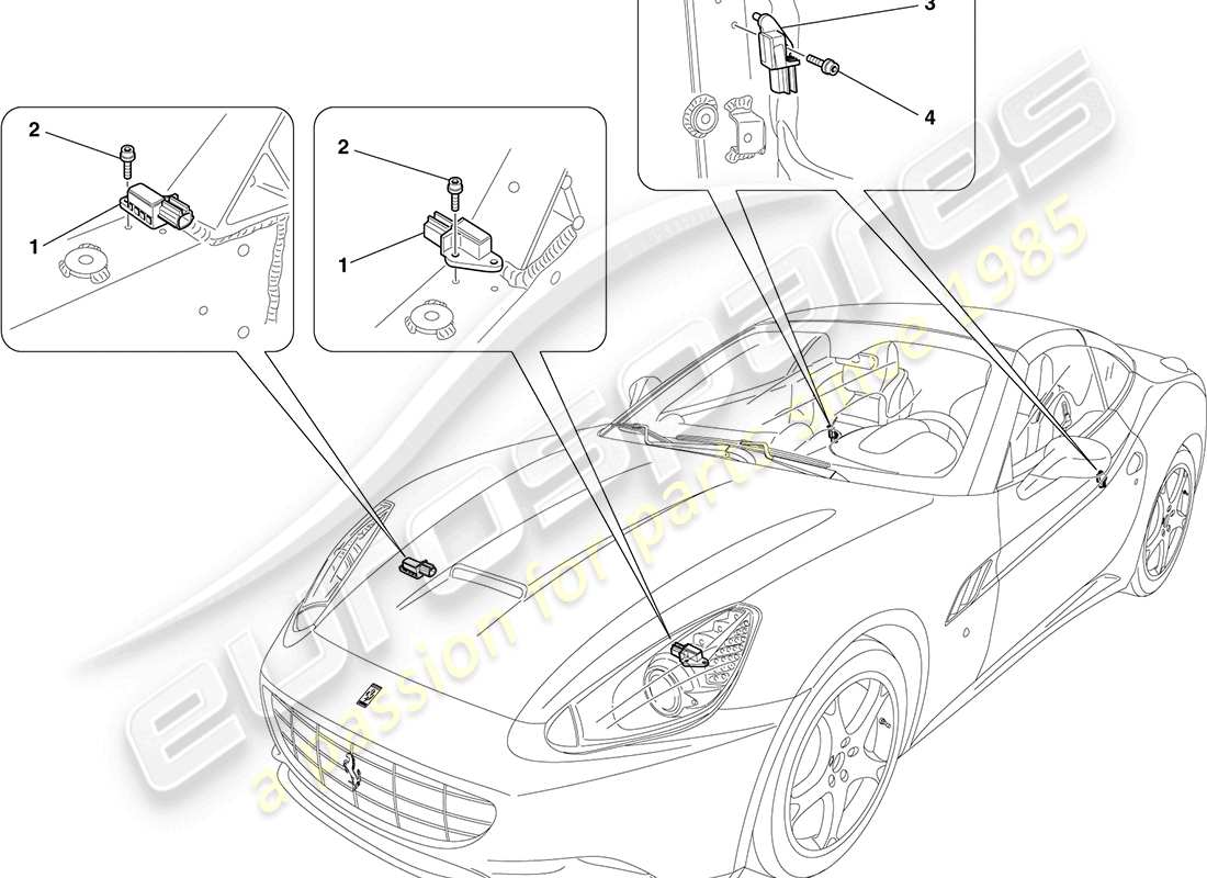 ferrari california (rhd) diagrama de piezas del sistema de airbag