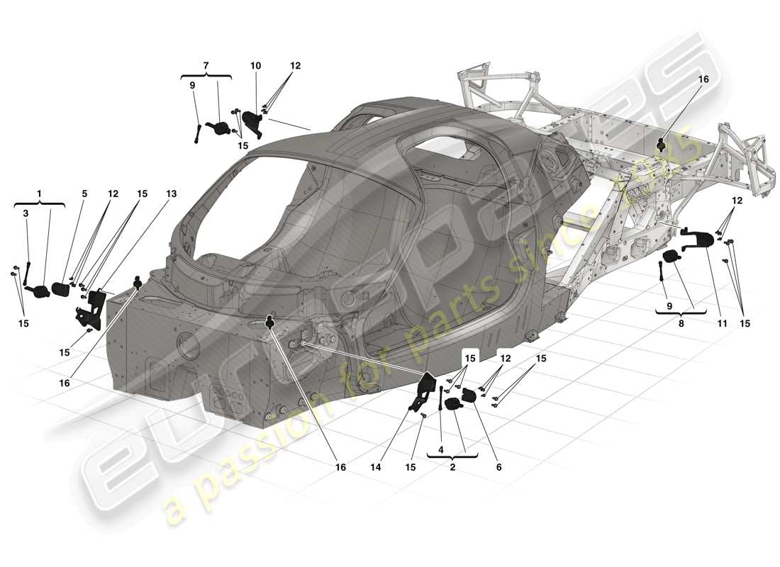 ferrari laferrari (europe) gestión electrónica (suspensión) diagrama de piezas
