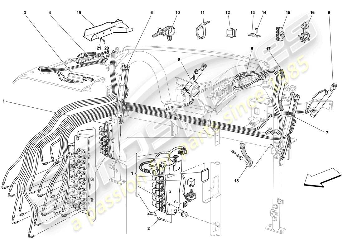 ferrari f430 scuderia (rhd) sistema hidráulico y bomba electrohidráulica diagrama de piezas