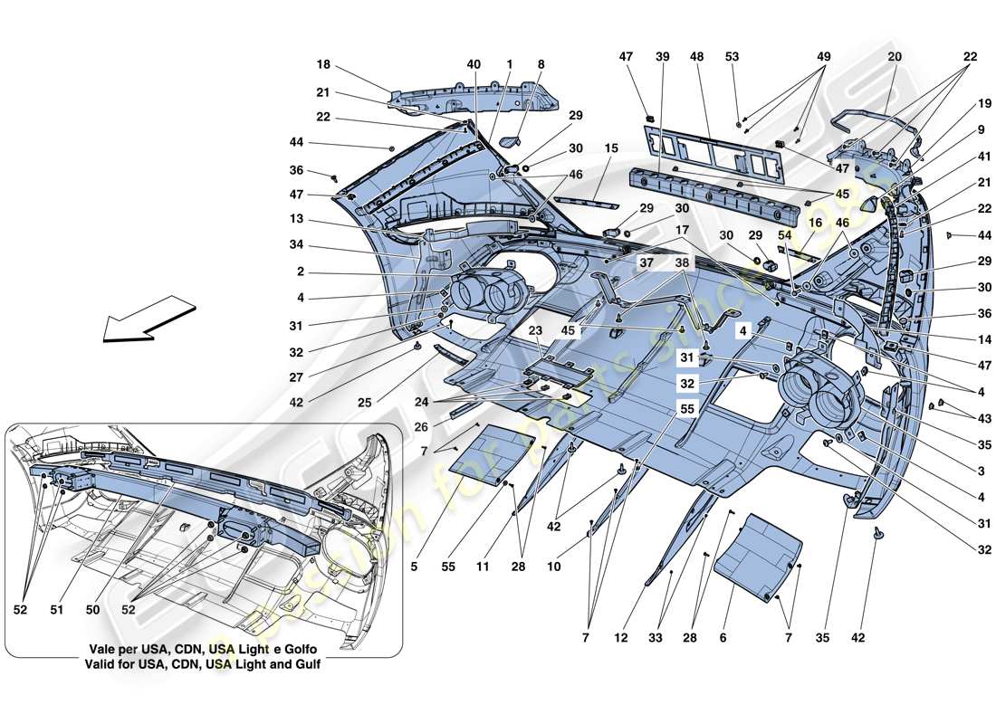 ferrari california t (europe) parachoques trasero diagrama de piezas
