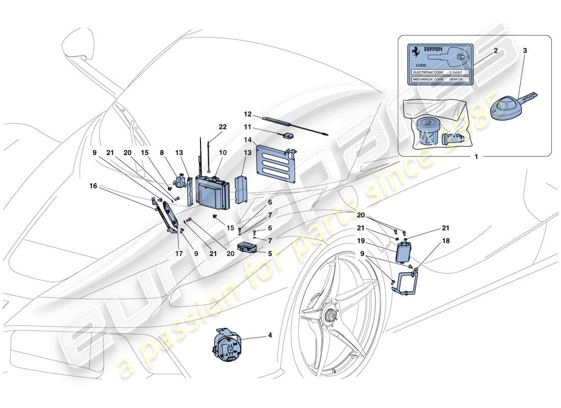 ferrari laferrari aperta (usa) sistema anti-robo diagrama de piezas