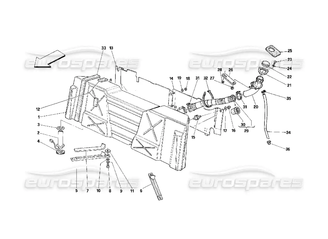 ferrari 348 (2.7 motronic) depósito de combustible diagrama de piezas