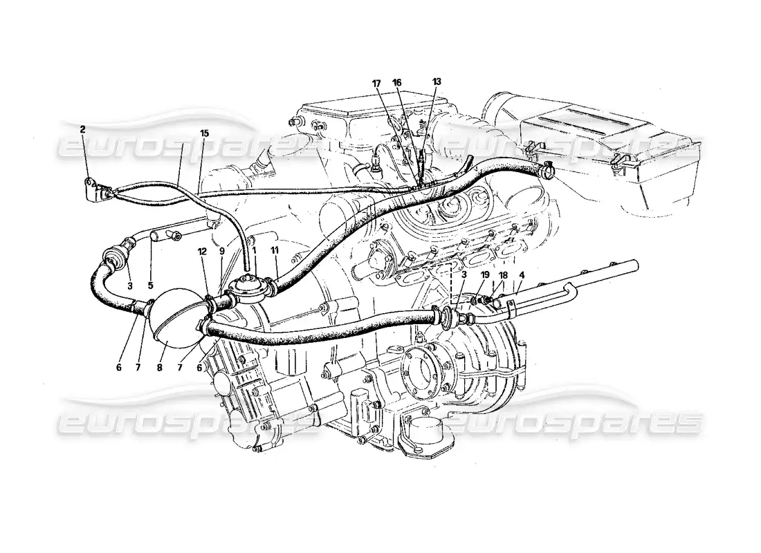 ferrari 328 (1985) inyección de aire (para versión ch) diagrama de piezas