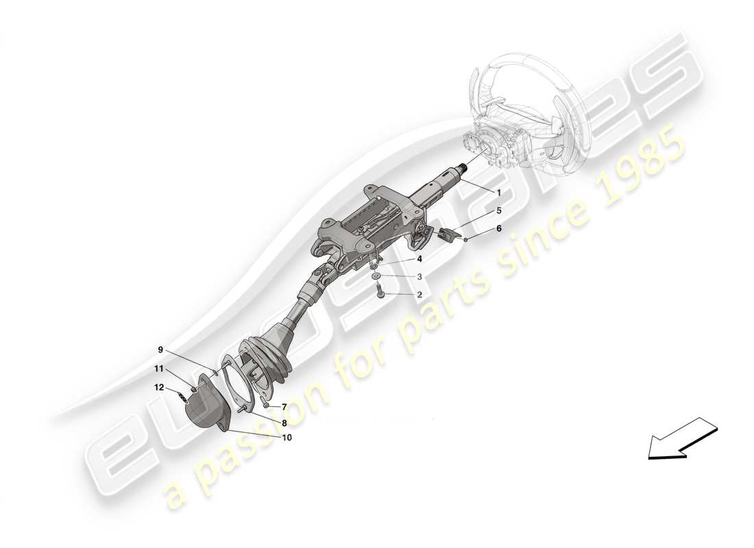 ferrari sf90 stradale volante y sistema de dirección - columna de dirección diagrama de piezas