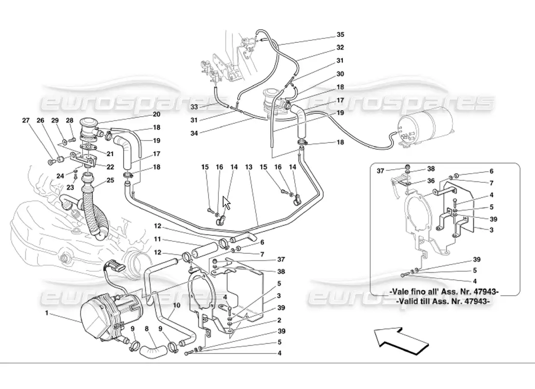ferrari 360 modena sistema de aire secundario diagrama de piezas