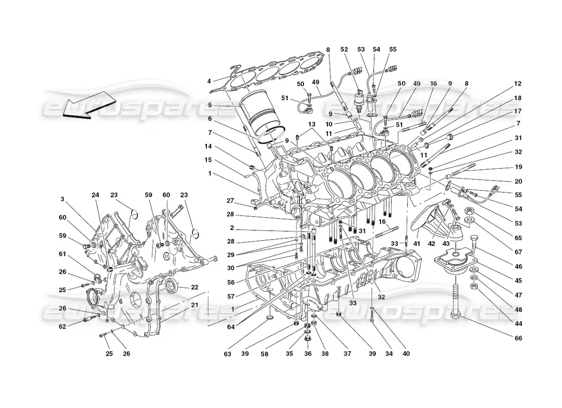 ferrari 430 challenge (2006) crankcase diagrama de piezas