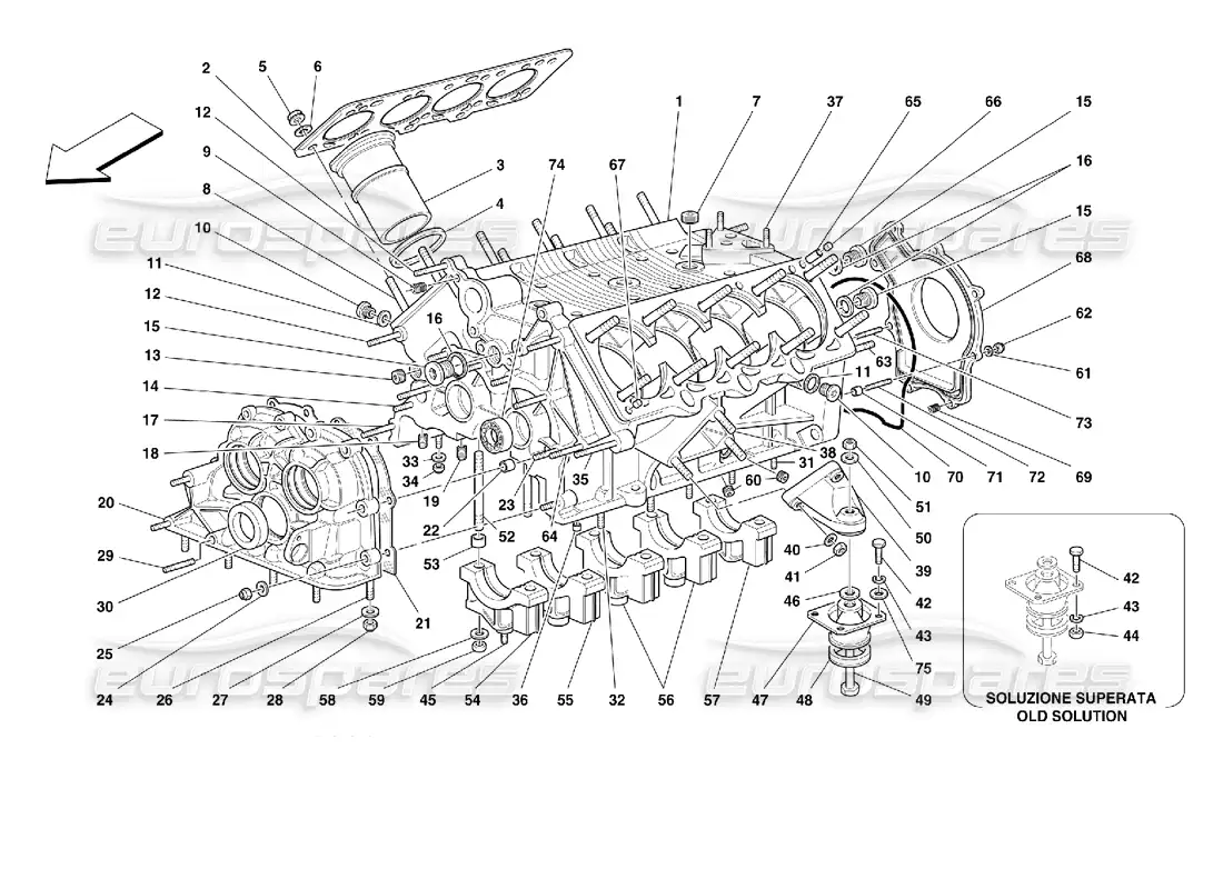 ferrari 355 (2.7 motronic) crankcase diagrama de piezas