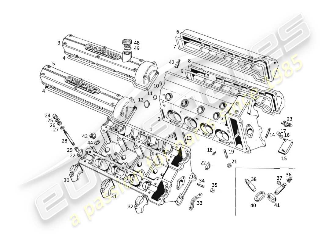 maserati kyalami culatas diagrama de piezas
