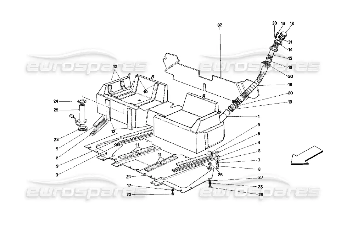 ferrari mondial 3.4 t coupe/cabrio diagrama de piezas del tanque de combustible - cabriolet - para automóviles con catalizadores y sin catalizadores