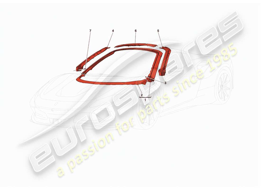 ferrari f8 spider panel de techo diagrama de piezas
