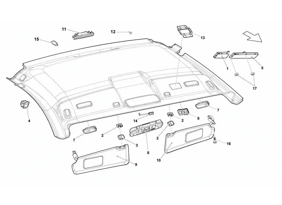 lamborghini gallardo sts ii sc accesorios para paneles de techo diagrama de piezas