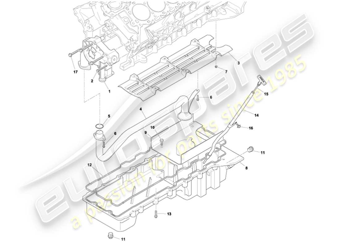 aston martin vanquish (2001) bomba de aceite y sumidero diagrama de piezas