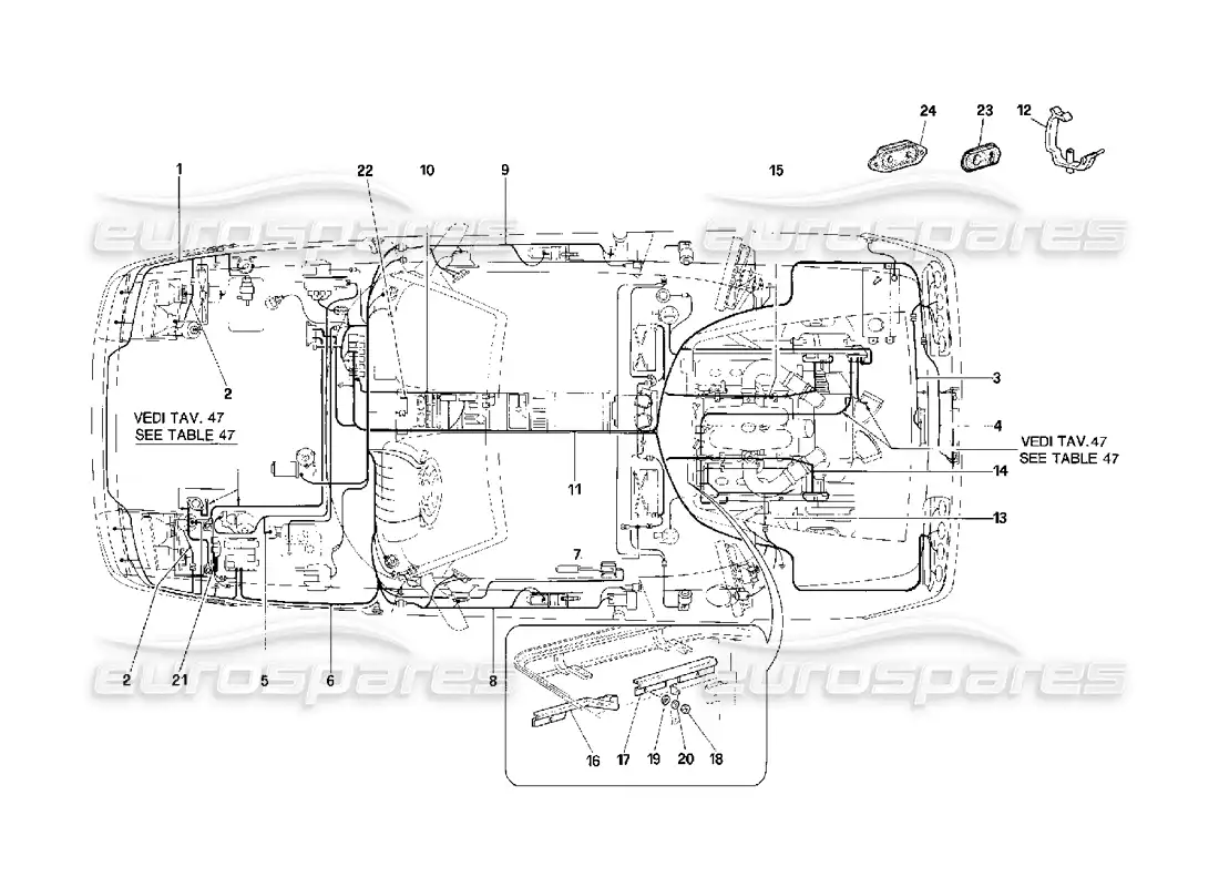 ferrari 348 (2.7 motronic) sistema eléctrico diagrama de piezas