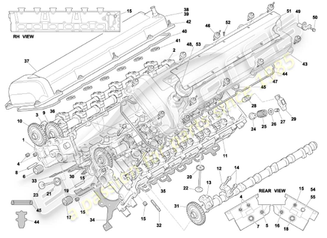 aston martin vanquish (2001) culatas diagrama de piezas
