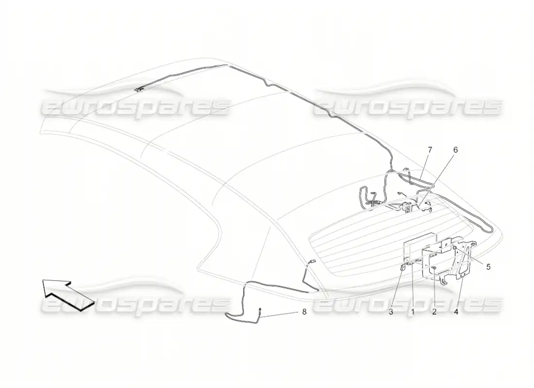 maserati grancabrio (2010) 4.7 capote eléctrico: control electrónico diagrama de piezas
