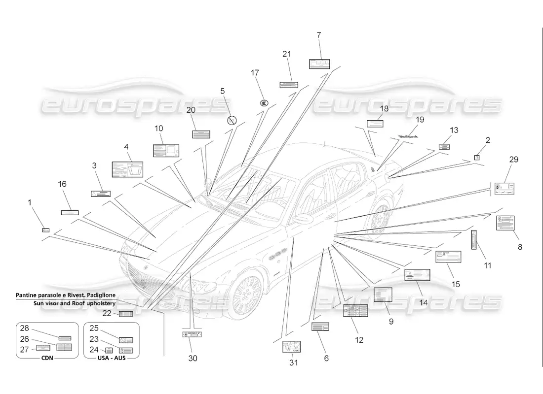 maserati qtp. (2006) 4.2 f1 pegatinas y etiquetas diagrama de piezas