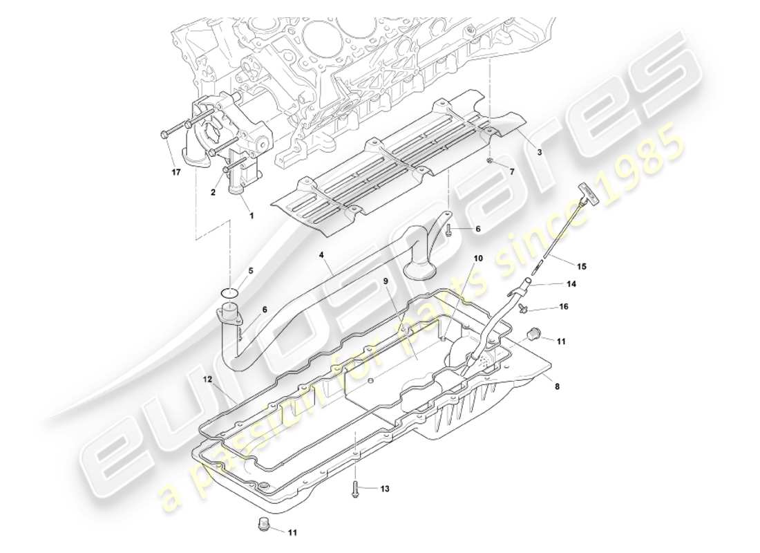 aston martin db7 vantage (2002) diagrama de piezas de bomba de aceite y sumidero