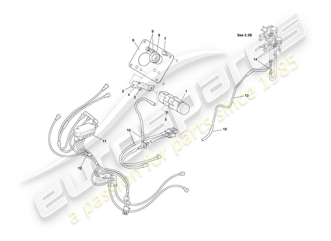 aston martin db7 vantage (2002) diagrama de piezas del sistema de vacío