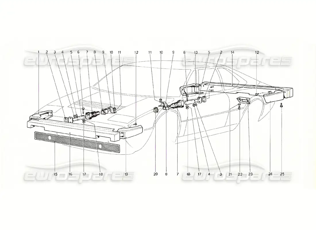 ferrari 308 gt4 dino (1976) parachoques (versión estadounidense) diagrama de piezas